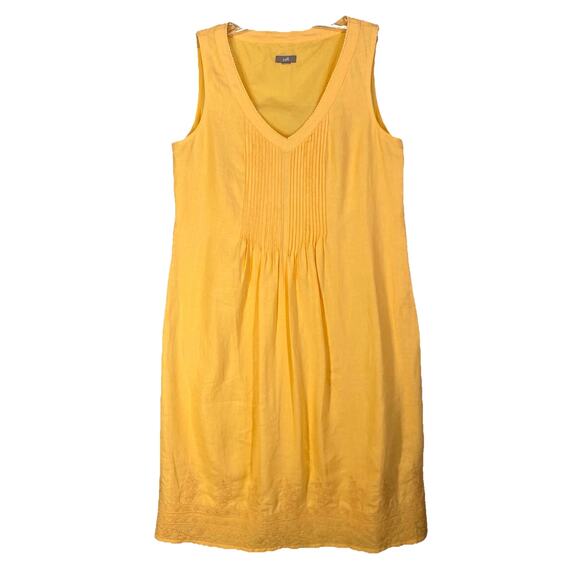 🧡 J Jill Womens 10–12 Orange Linen Sleeveless Pintuck Embroidered Dress 🧡 - Picture 1 of 12